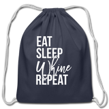 Eat, Sleep, Whine, Repeat - Cotton Drawstring Bag - navy